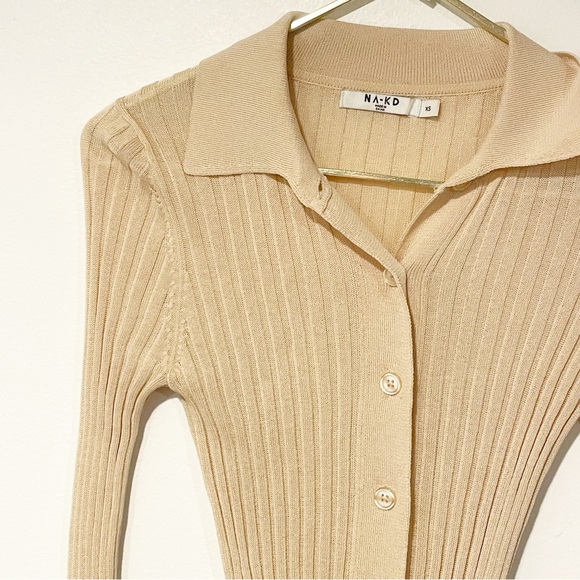 NA-KD Size XS Light Knitted Ribbed‎ Long Sleeve Sweater - Picture 3 of 7